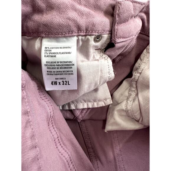 IDYLLWIND Pink Wide Flare Women's High Rise Jeans Raw Hem Size 4W 32L - Picture 8 of 10